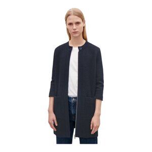 COS Small Textured Jacquard Front Zip Light Black Navy Tunic Jacket